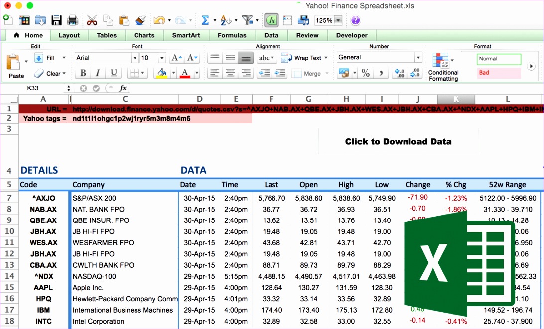 import api data to excel for mac